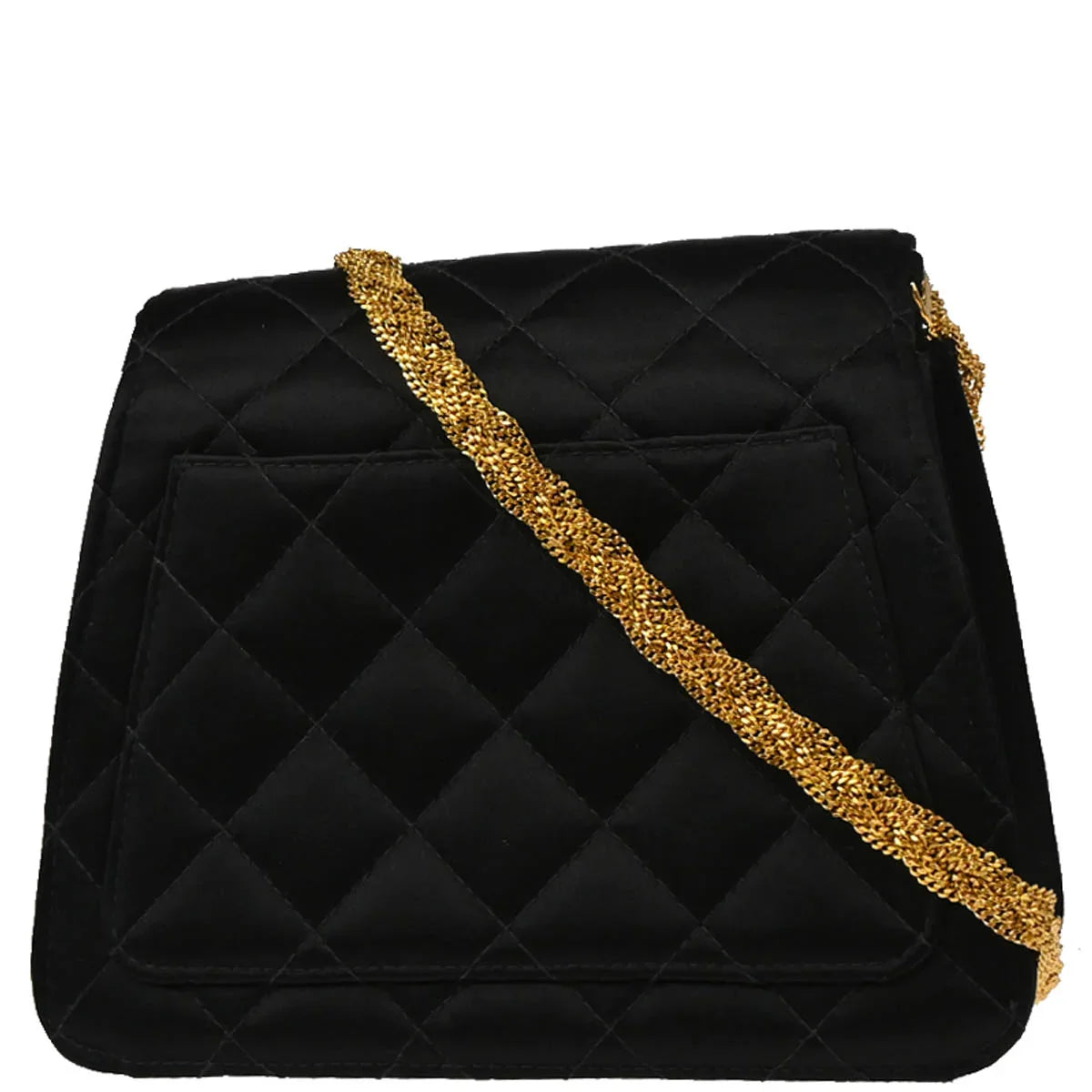 Chanel 1997-1999 Black Satin Single Flap Shoulder Bag