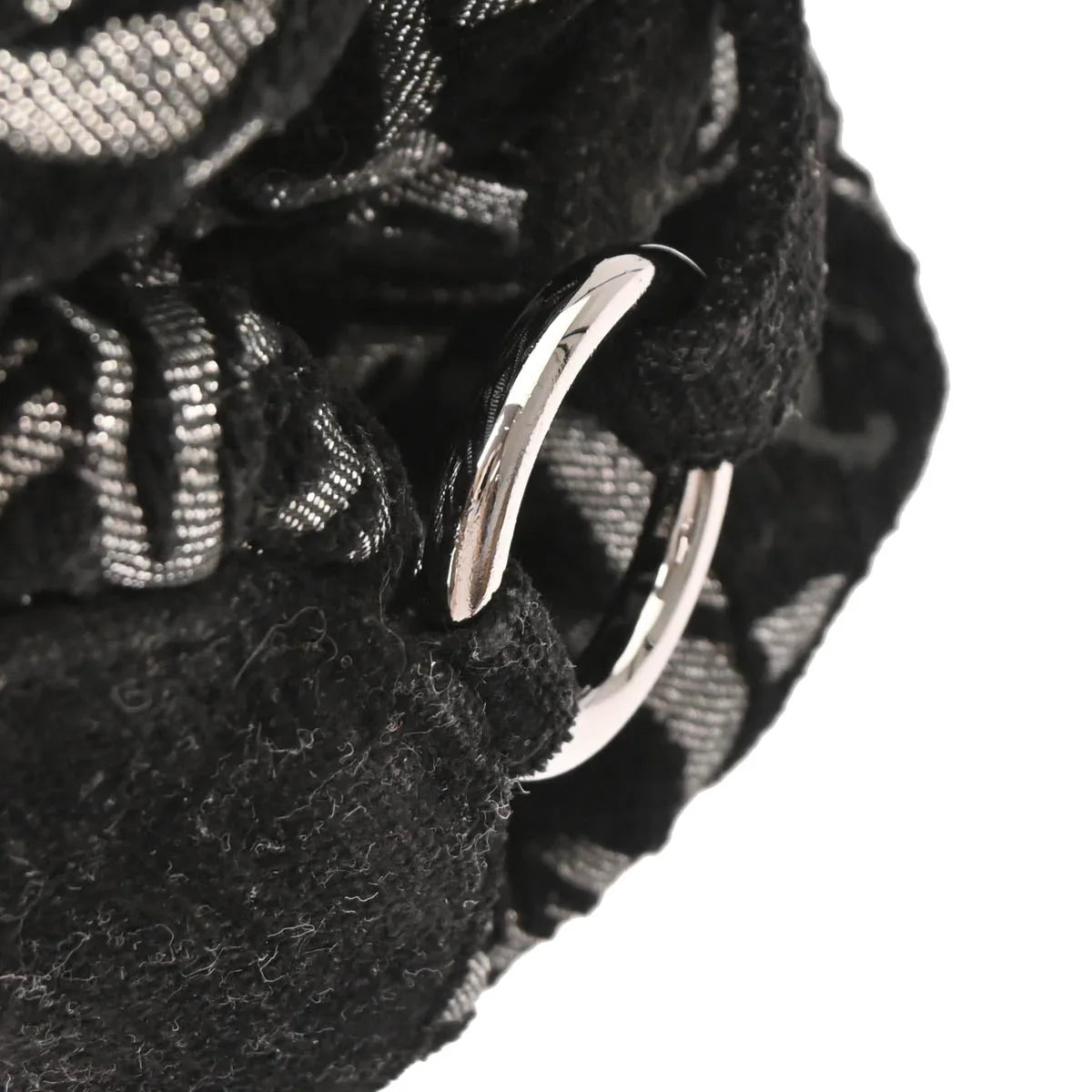 Chanel 2005-2006 Black Silver Cotton Jacquard Chain Handbag