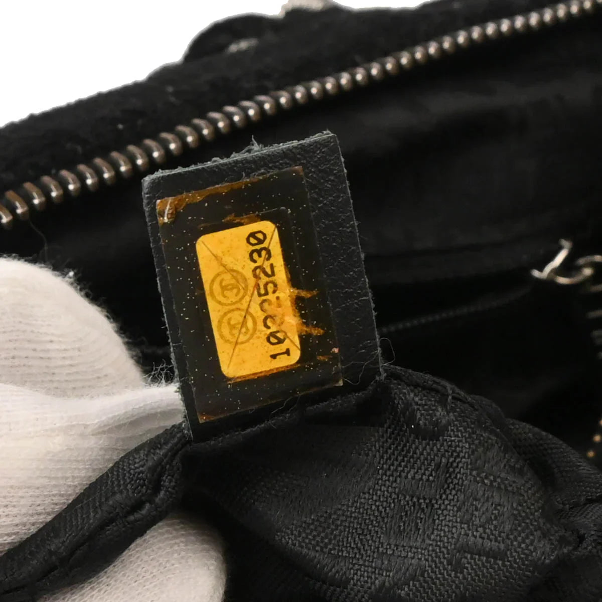 Chanel 2005-2006 Black Silver Cotton Jacquard Chain Handbag