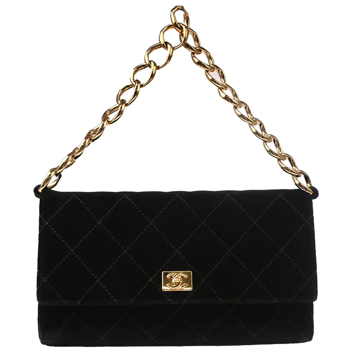 Chanel 2002-2003 Black Velvet Chain Handbag