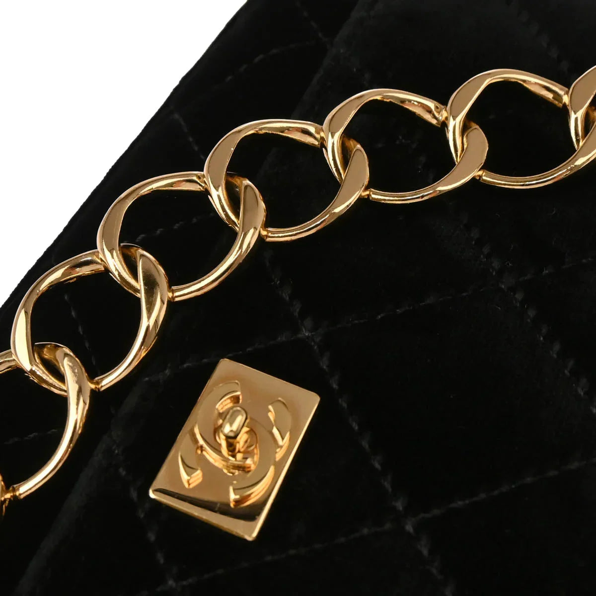 Chanel 2002-2003 Black Velvet Chain Handbag