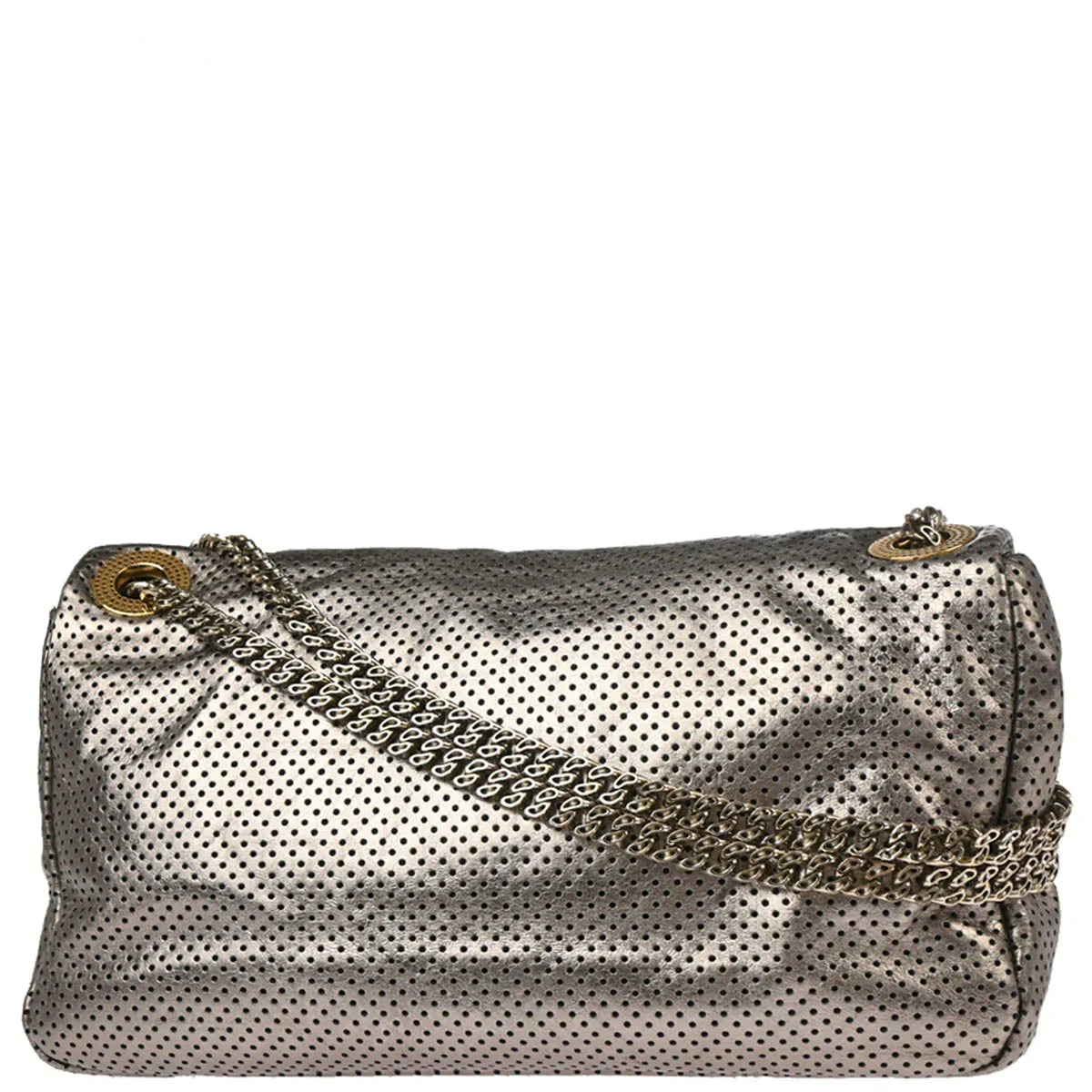 Chanel 2006-2008 Gold Perforated Mademoiselle Lock Single Flap Shoulder Bag