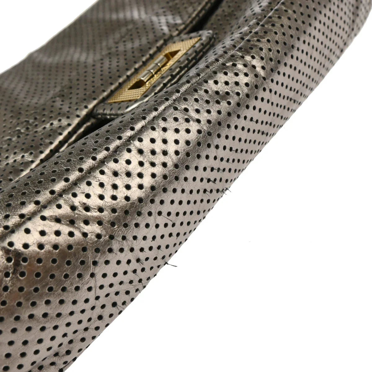 Chanel 2006-2008 Gold Perforated Mademoiselle Lock Single Flap Shoulder Bag