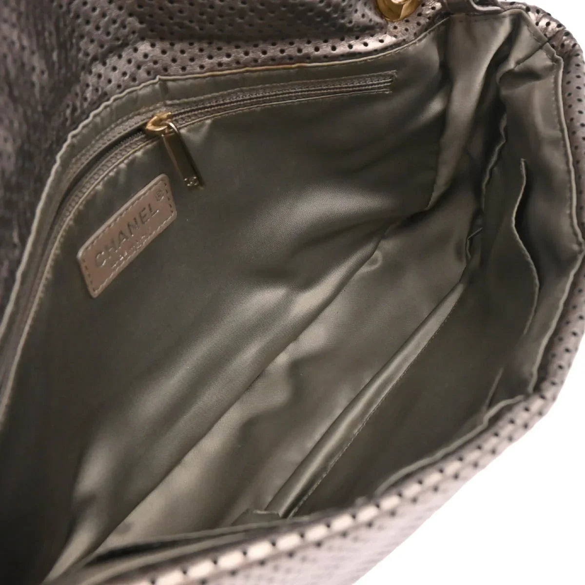 Chanel 2006-2008 Gold Perforated Mademoiselle Lock Single Flap Shoulder Bag