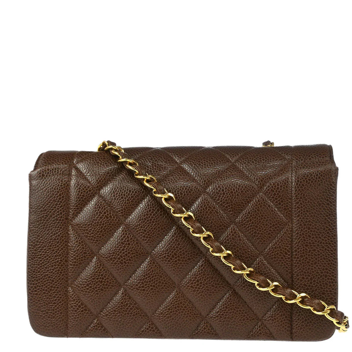 Chanel 1991-1994 Brown Caviar Small Diana Shoulder Bag