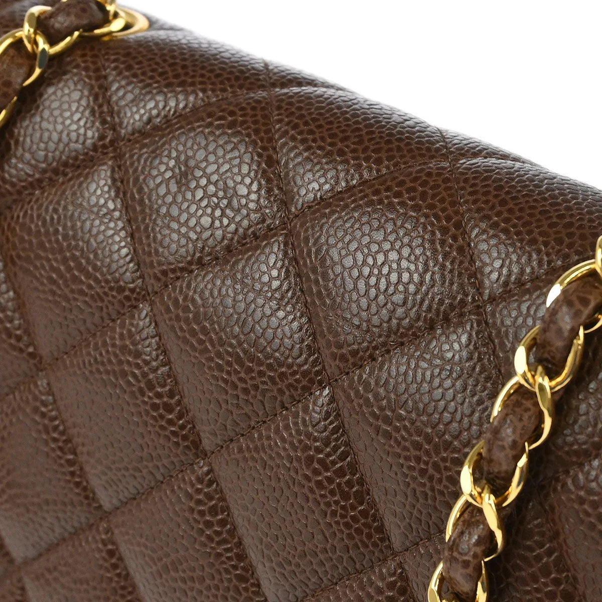 Chanel 1991-1994 Brown Caviar Small Diana Shoulder Bag