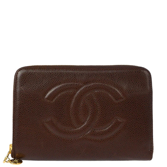 Chanel 1997-1999 Brown Caviar Wallet Purse