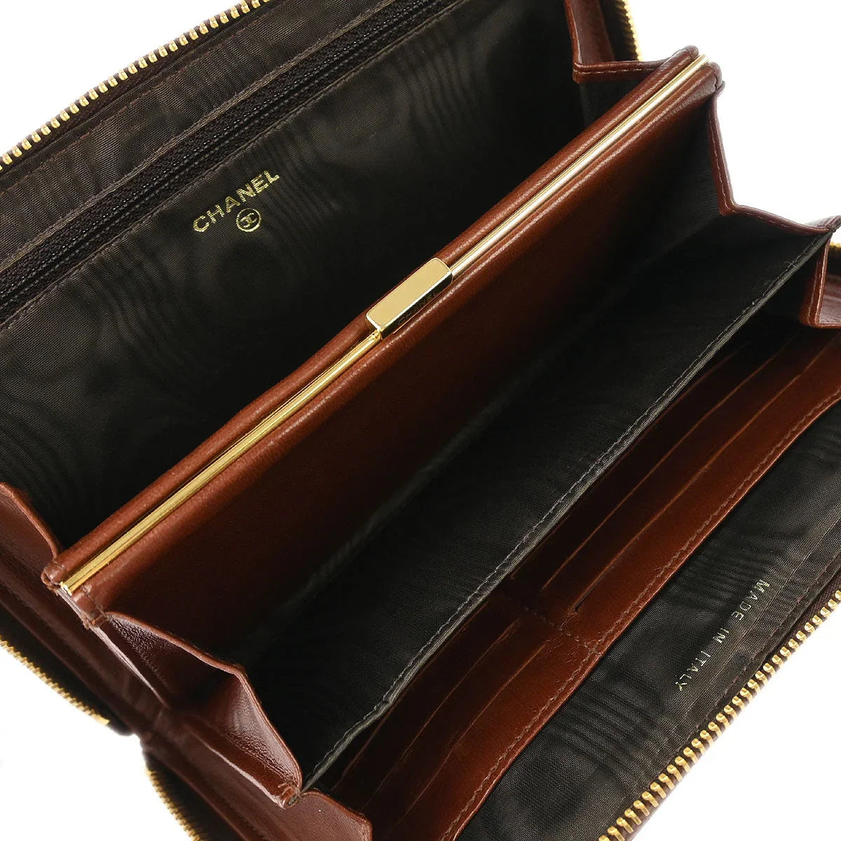 Chanel 1997-1999 Brown Caviar Wallet Purse