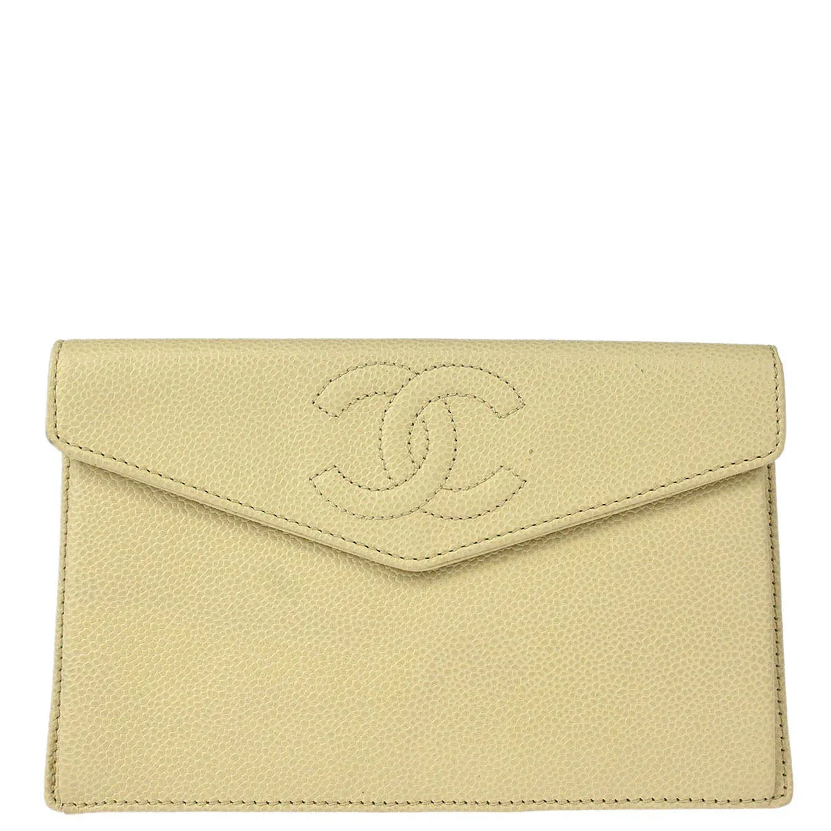 Chanel 2000-2002 Ivory Caviar Wallet