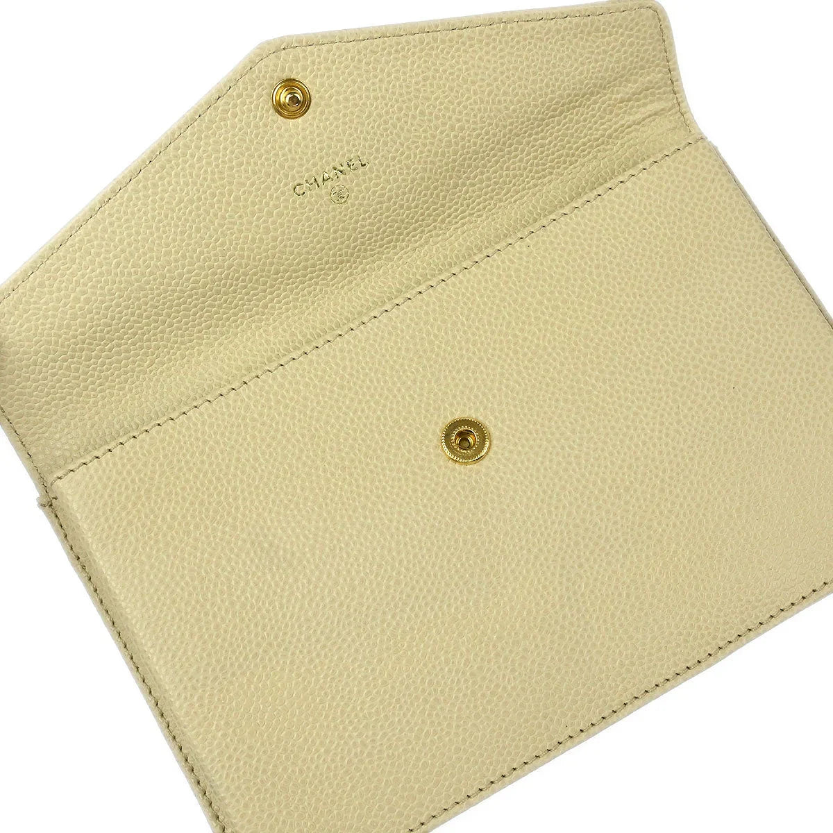 Chanel 2000-2002 Ivory Caviar Wallet