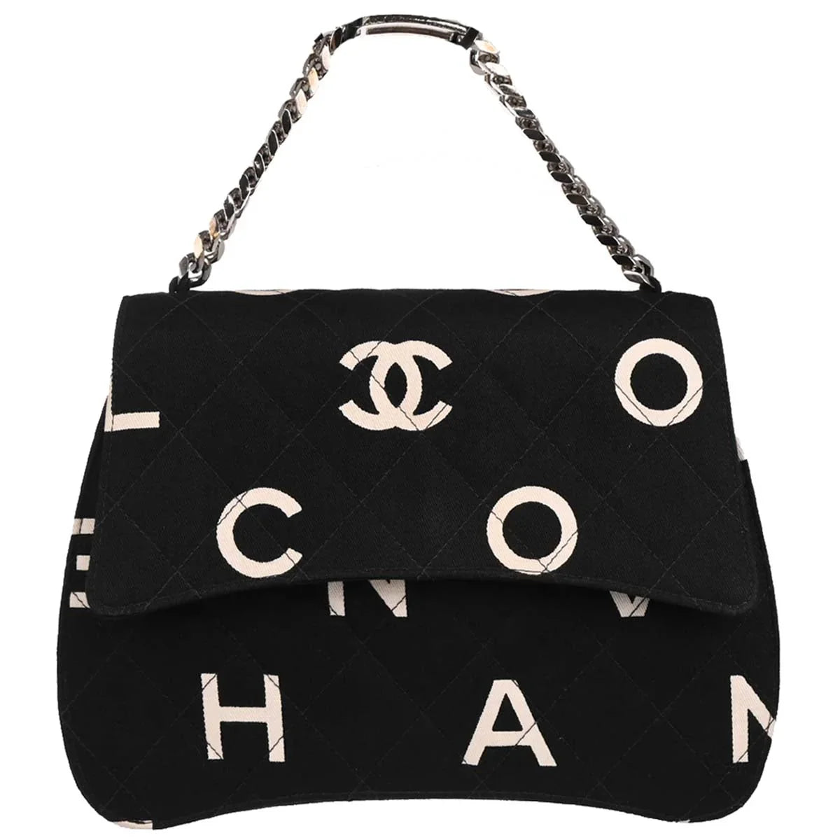 Chanel 1996-1997 Black Canvas Chain Handbag