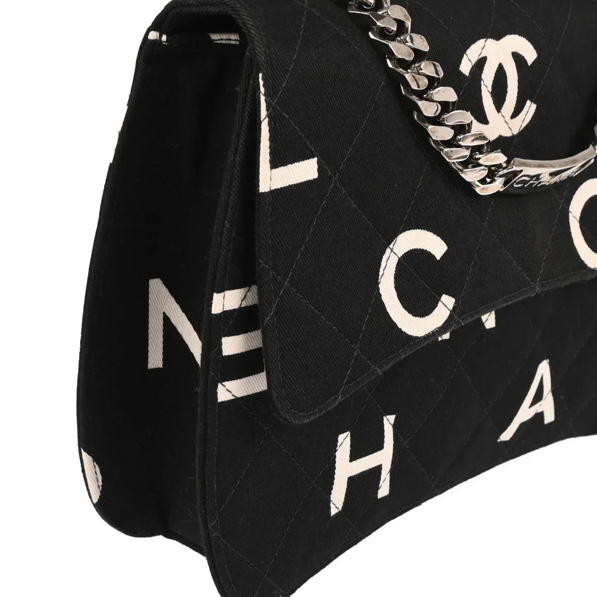 Chanel 1996-1997 Black Canvas Chain Handbag