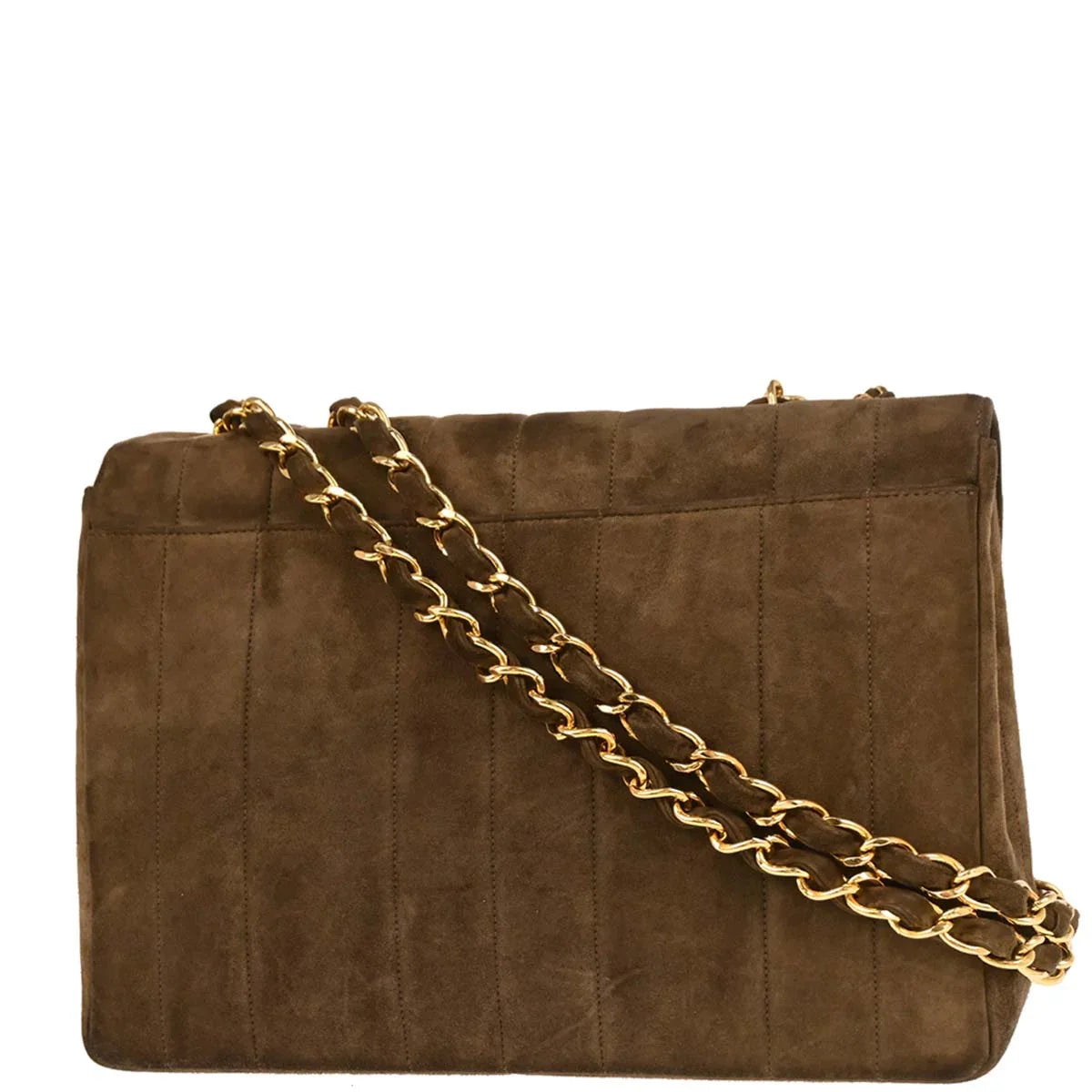 Chanel 1994-1996 Brown Suede Mademoiselle Jumbo Classic Flap Bag