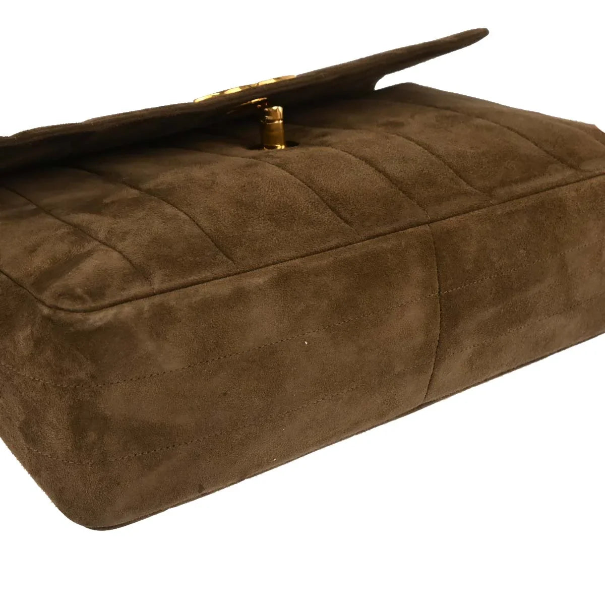 Chanel 1994-1996 Brown Suede Mademoiselle Jumbo Classic Flap Bag