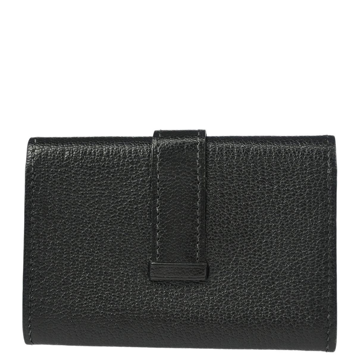 Hermes 2005 Black Chevre Myzore Bearn Cardholder Small Good