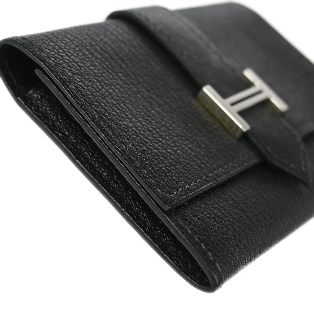 Hermes 2005 Black Chevre Myzore Bearn Cardholder Small Good