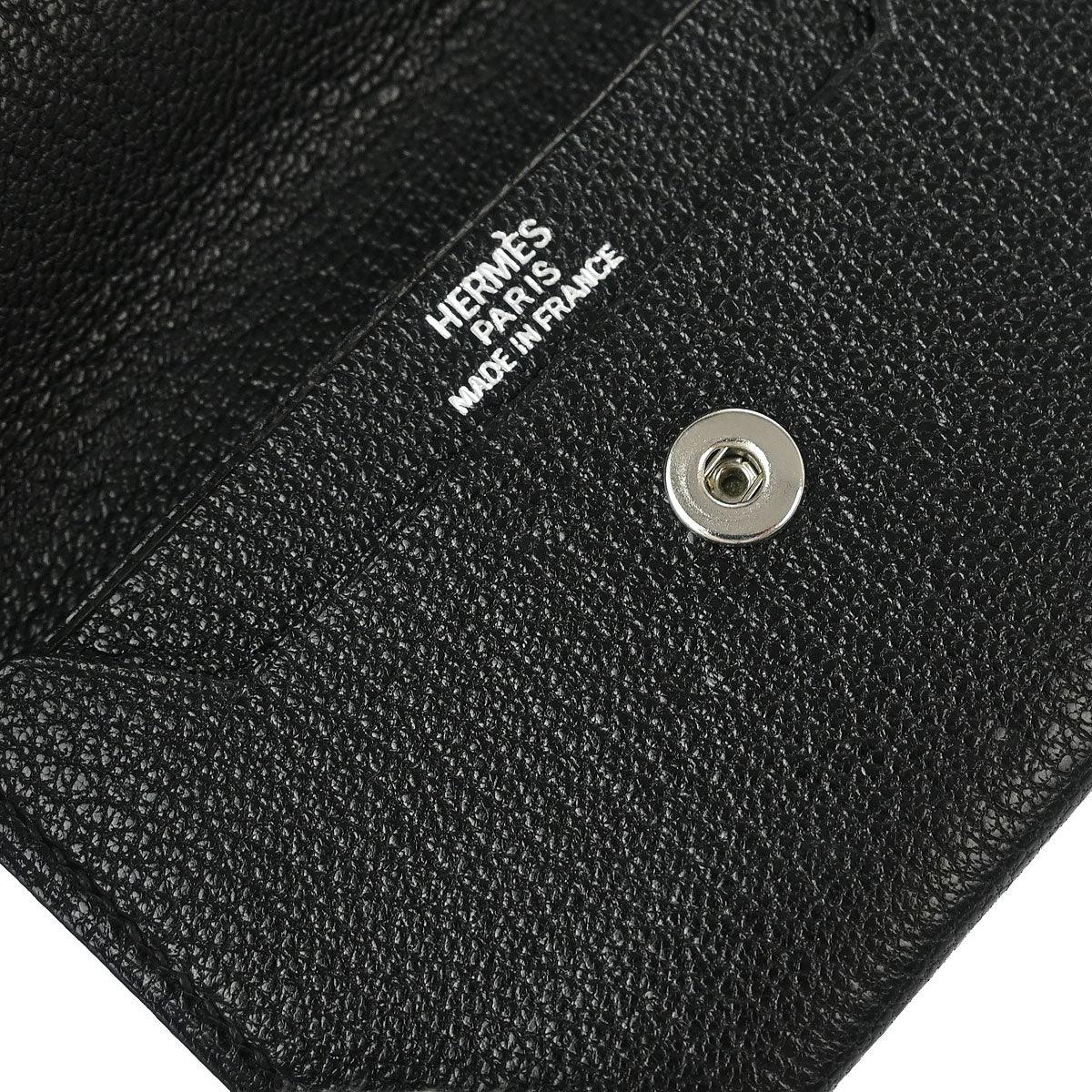 Hermes 2005 Black Chevre Myzore Bearn Cardholder Small Good