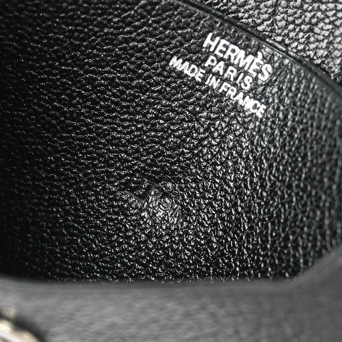 Hermes 2005 Black Chevre Myzore Bearn Cardholder Small Good