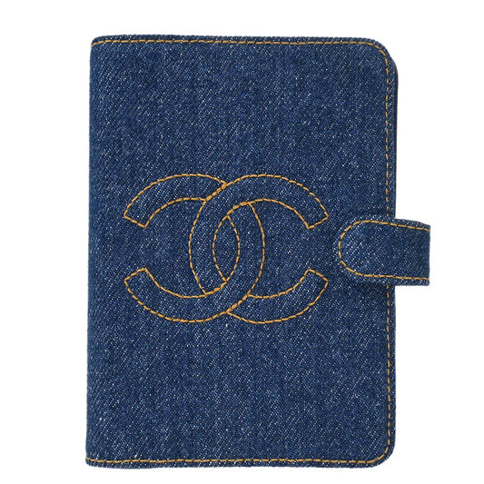 Chanel 1996-1997 Indigo Denim Note Book Cover Small Good