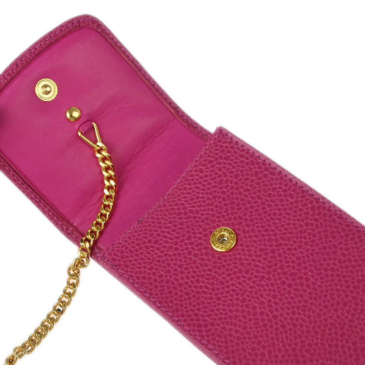 Chanel 1991-1994 Pink Caviar Cigarette Case Key Holder Small Good