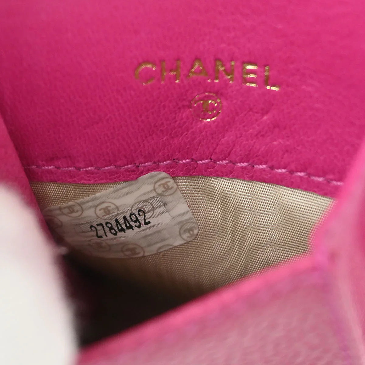 Chanel 1991-1994 Pink Caviar Cigarette Case Key Holder Small Good