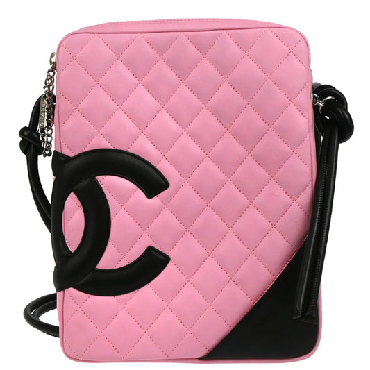 Chanel 2005-2006 Pink Black Calfskin Cambon Ligne Crossbody Bag