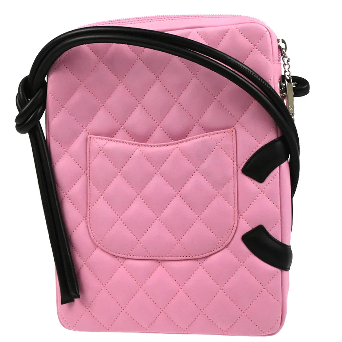 Chanel 2005-2006 Pink Black Calfskin Cambon Ligne Crossbody Bag