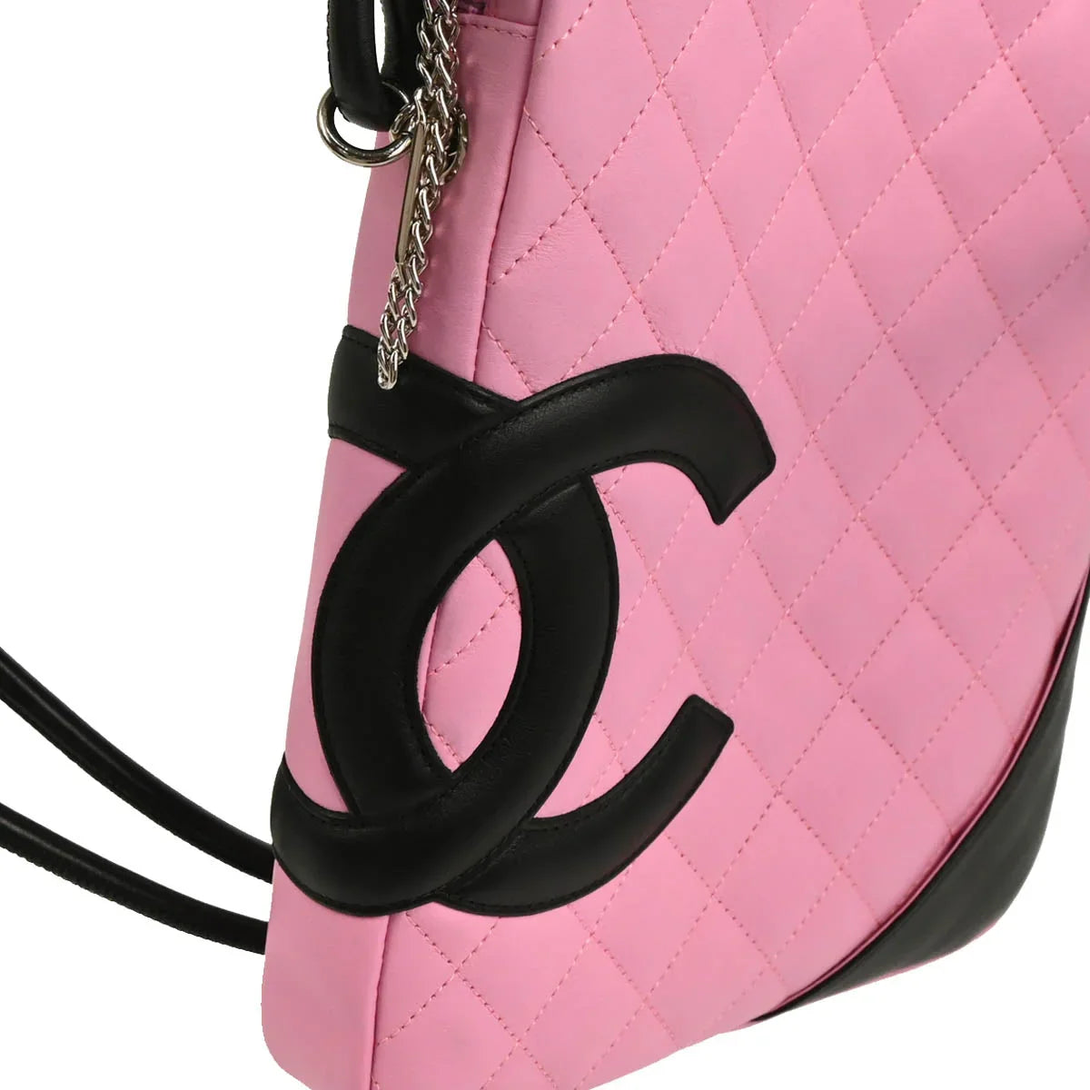 Chanel 2005-2006 Pink Black Calfskin Cambon Ligne Crossbody Bag