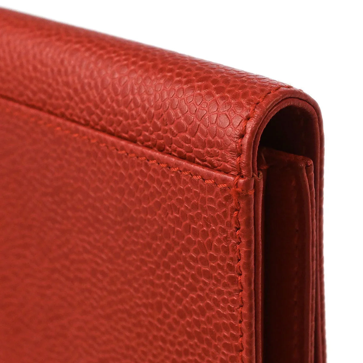 Chanel 1997-1999 Vermilion Red Caviar Long Trifold Wallet Purse