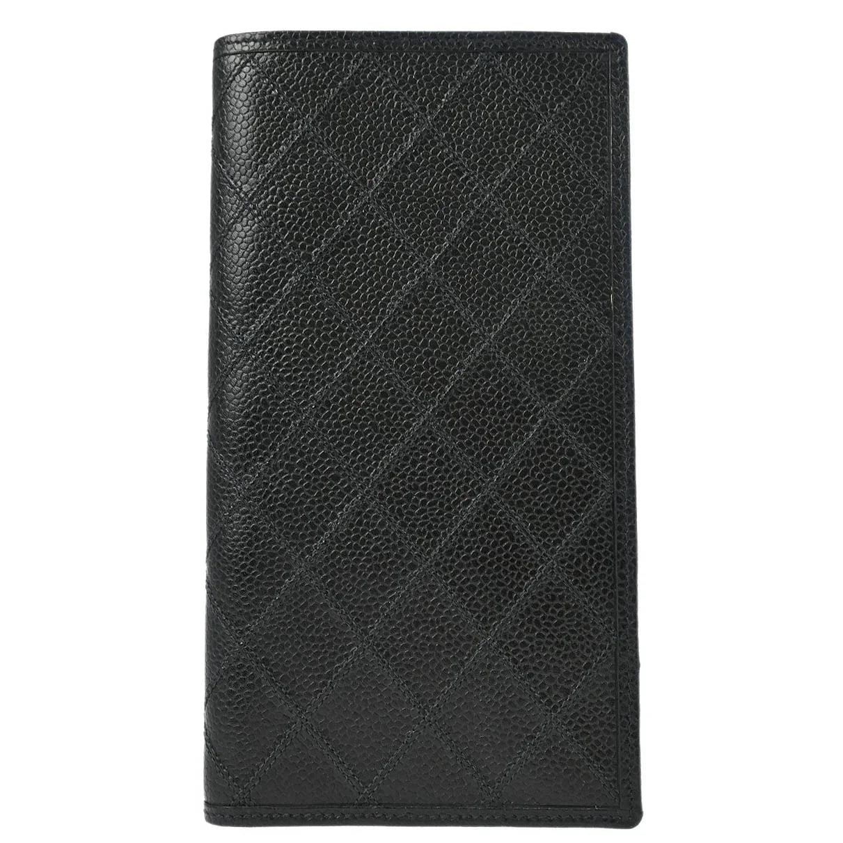 Chanel 1996-1997 Black Caviar Bicolore Long Wallet