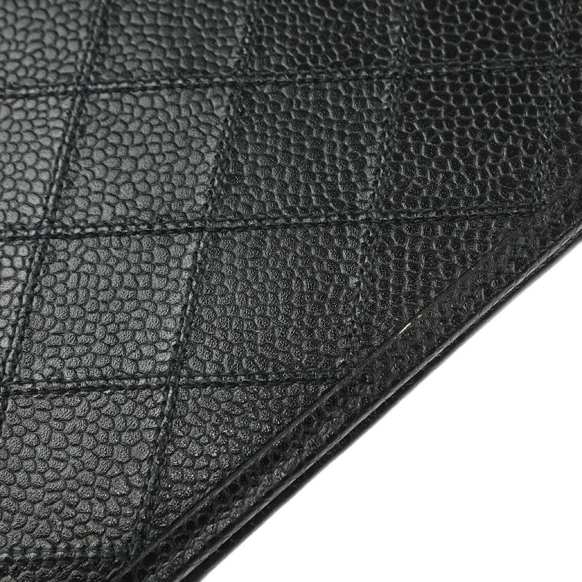 Chanel 1996-1997 Black Caviar Bicolore Long Wallet