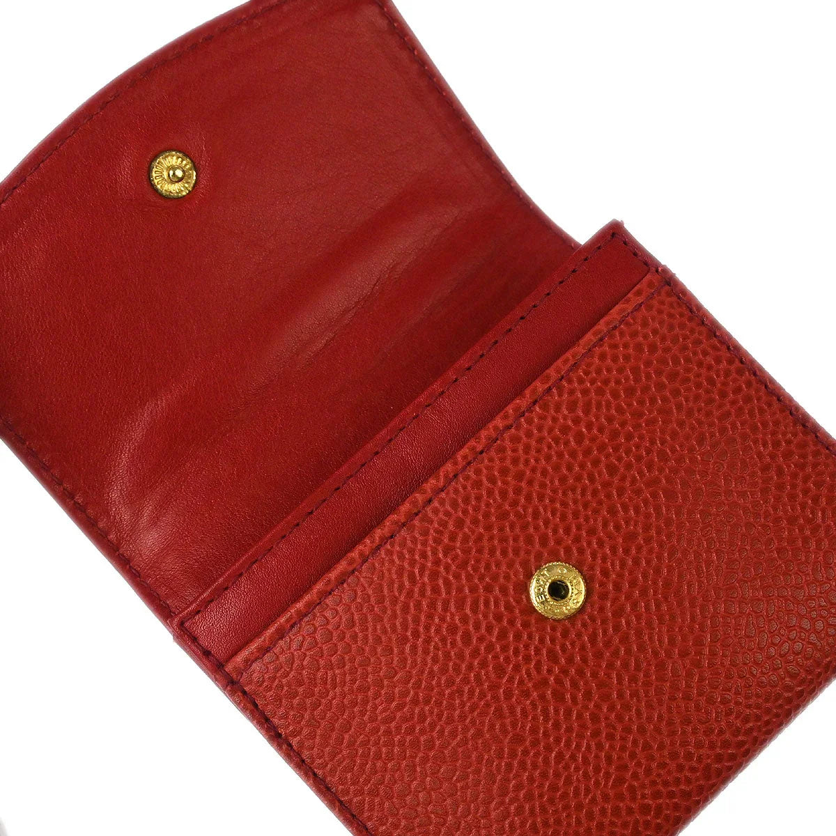 Chanel 1994-1996 Red Caviar Coin Purse Wallet