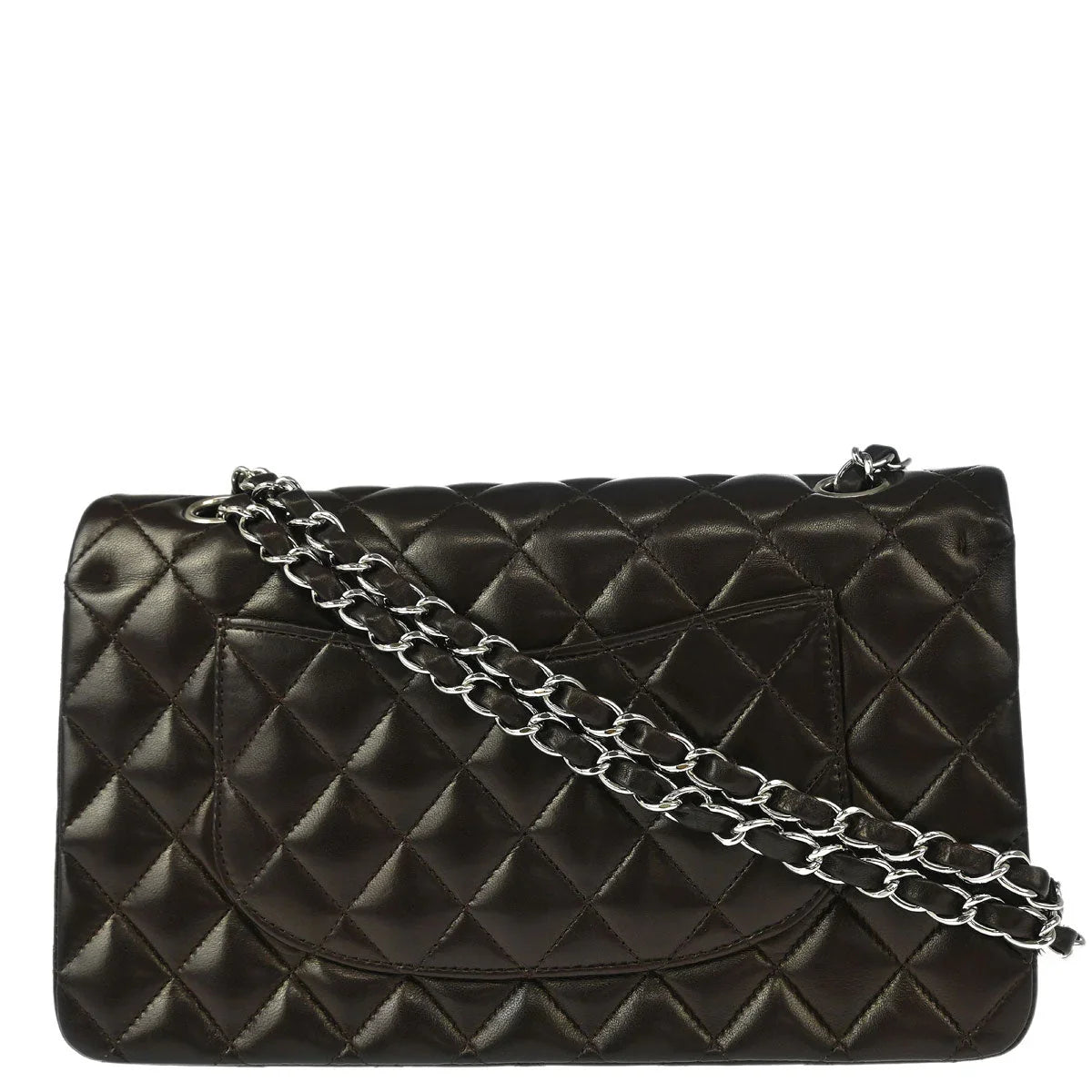 Chanel 2005-2006 Dark Brown Lambskin Medium Classic Double Flap Shoulder Bag