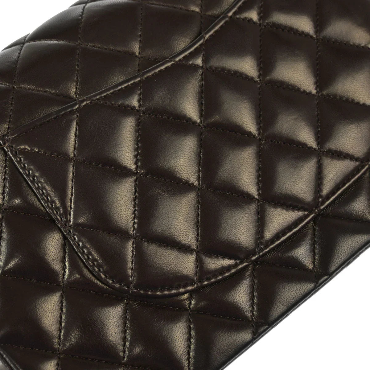 Chanel 2005-2006 Dark Brown Lambskin Medium Classic Double Flap Shoulder Bag