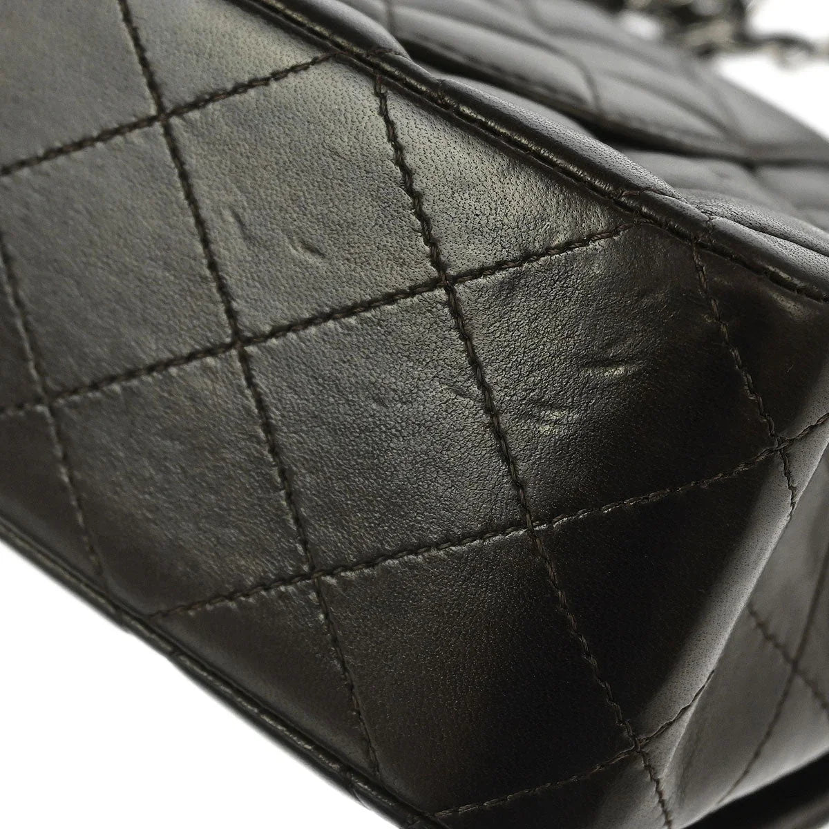 Chanel 2005-2006 Dark Brown Lambskin Medium Classic Double Flap Shoulder Bag