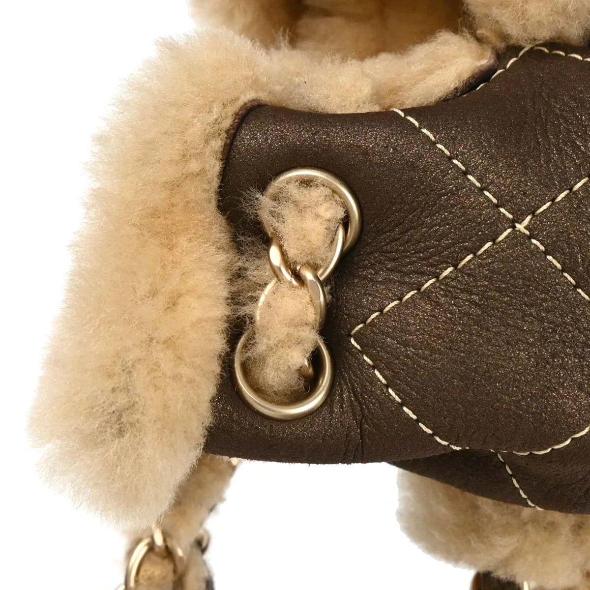 Chanel 2005-2006 Brown Calfskin Wool Handbag