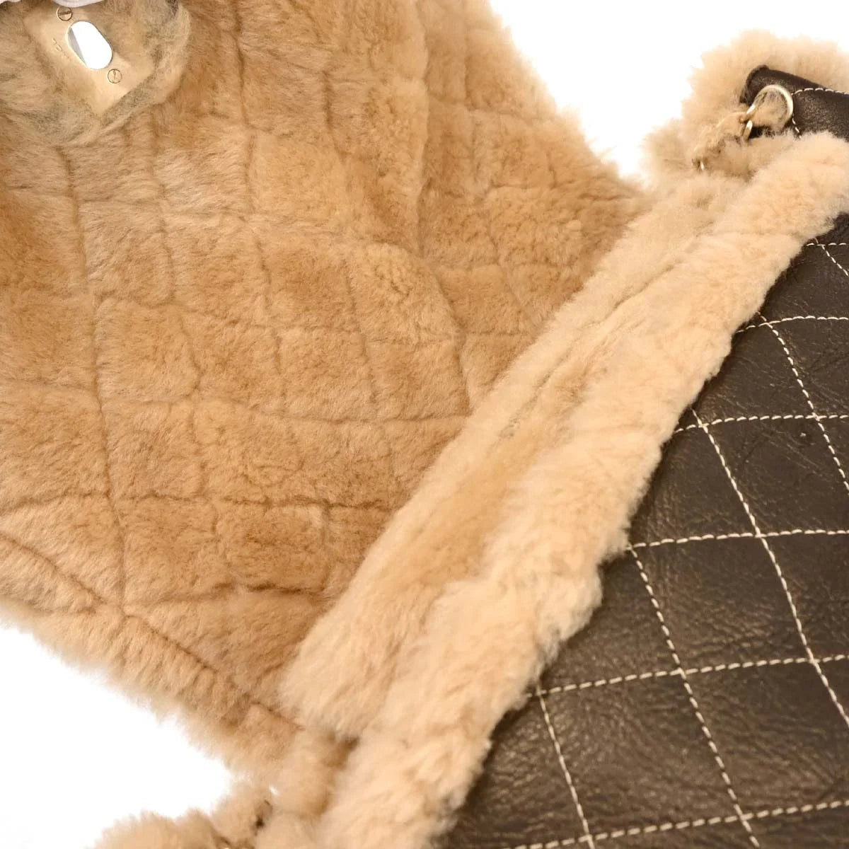 Chanel 2005-2006 Brown Calfskin Wool Handbag