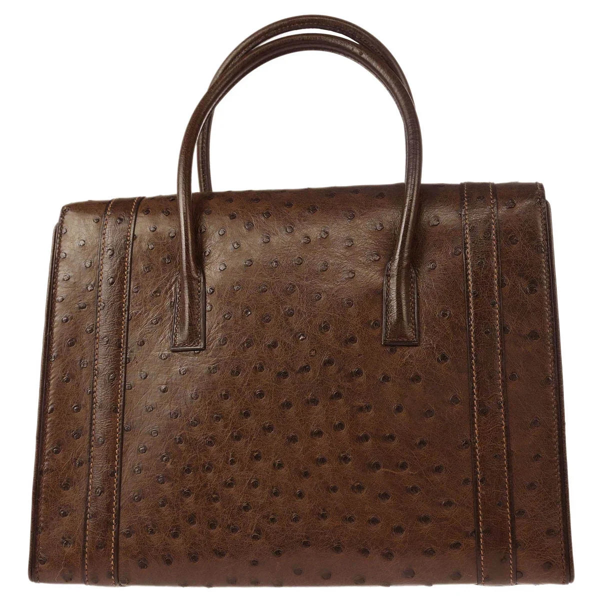 Hermes * Marron Fonce Ostrich Drag 27 Handbag
