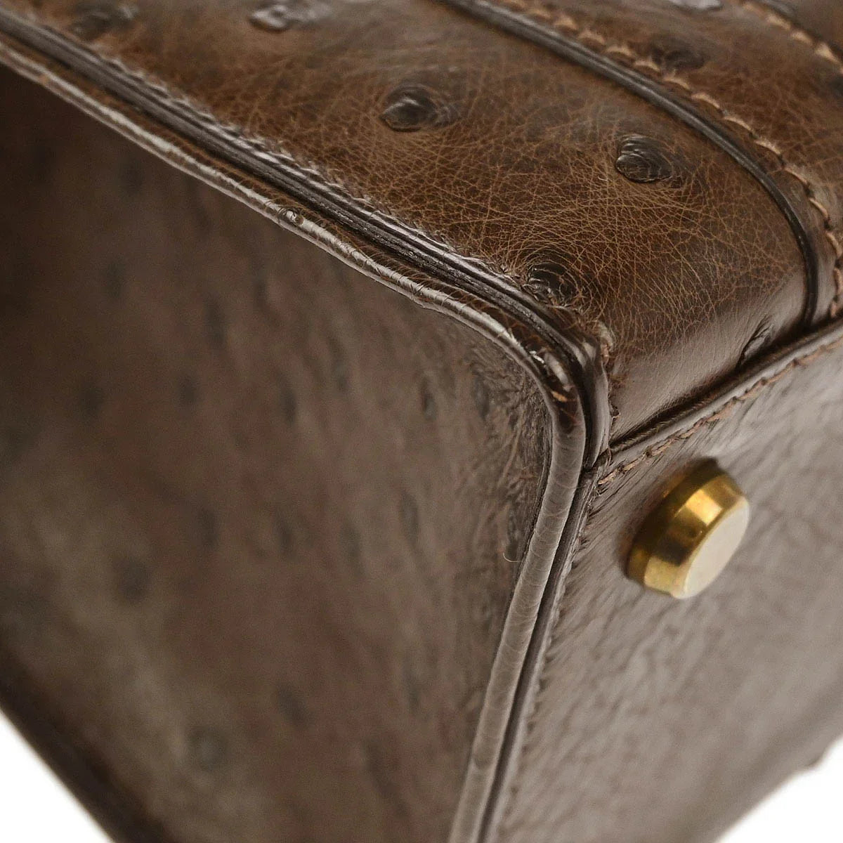 Hermes * Marron Fonce Ostrich Drag 27 Handbag