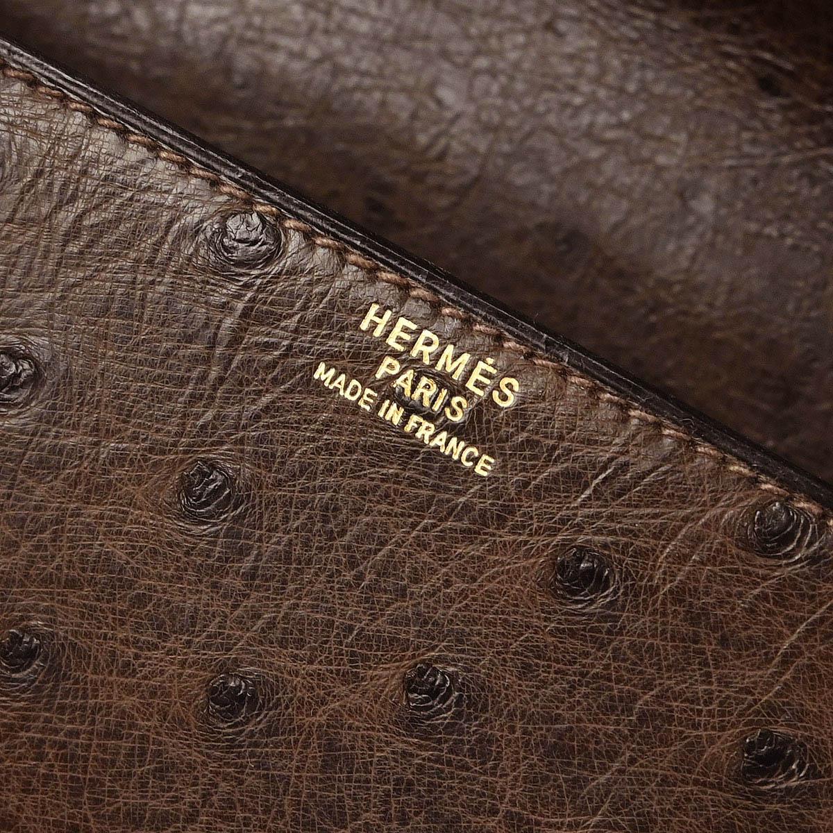 Hermes * Marron Fonce Ostrich Drag 27 Handbag