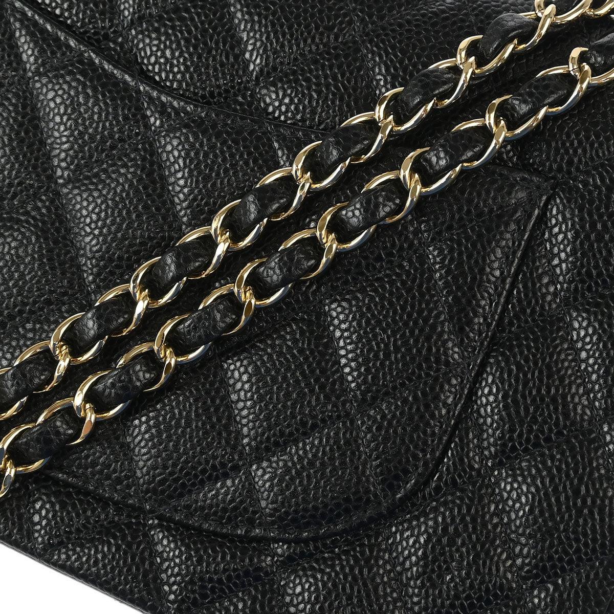 Chanel 2001-2003 Black Caviar Medium Classic Double Flap Shoulder Bag