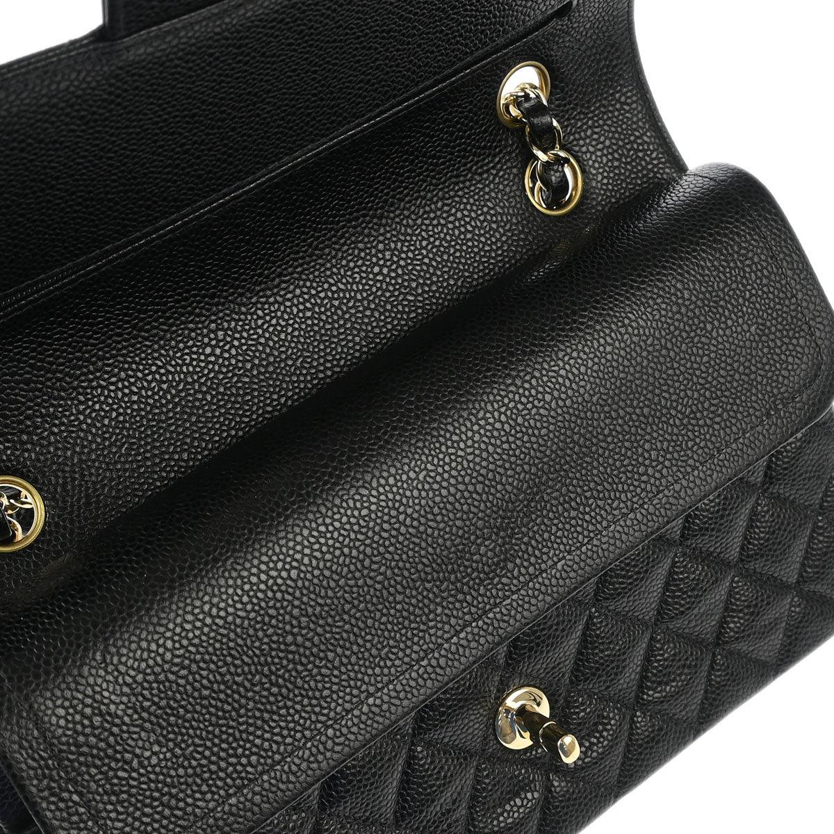 Chanel 2001-2003 Black Caviar Medium Classic Double Flap Shoulder Bag
