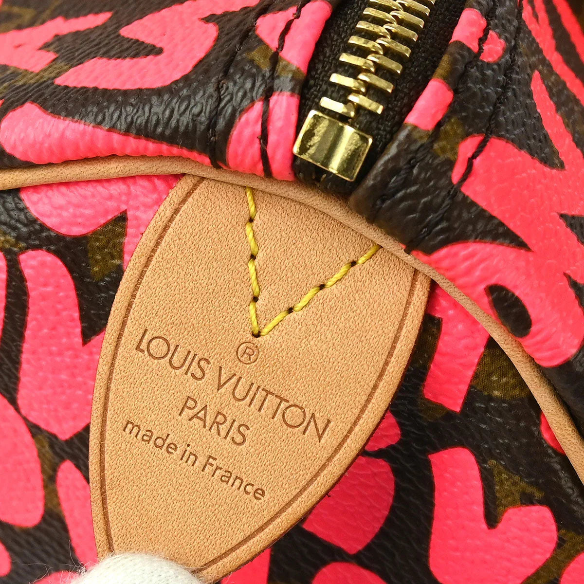 Louis Vuitton 2008 Pink Monogram Graffiti Speedy 30 Handbag M93704