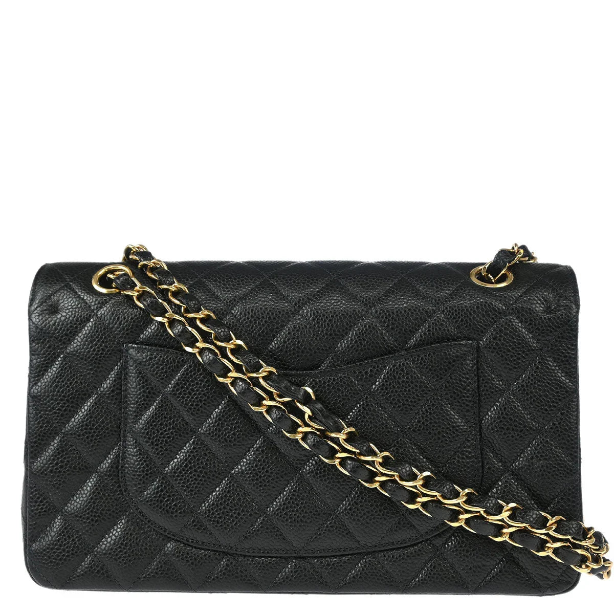 Chanel 2002-2003 Black Caviar Medium Classic Double Flap Shoulder Bag