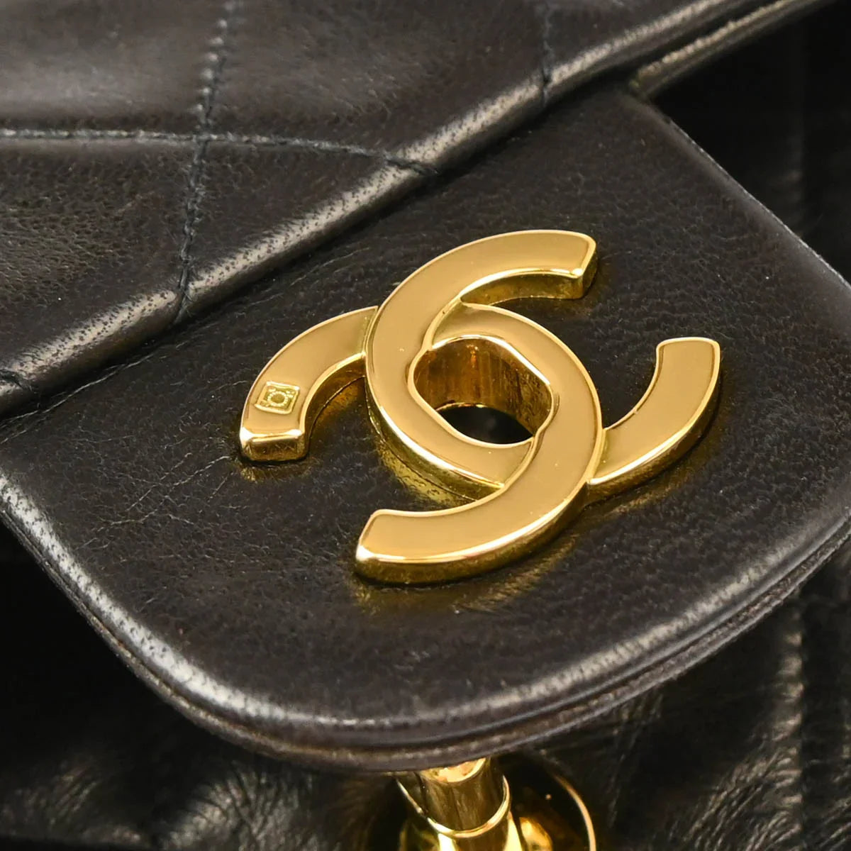 Chanel 1994-1996 Black Lambskin Small Classic Double Flap Shoulder Bag