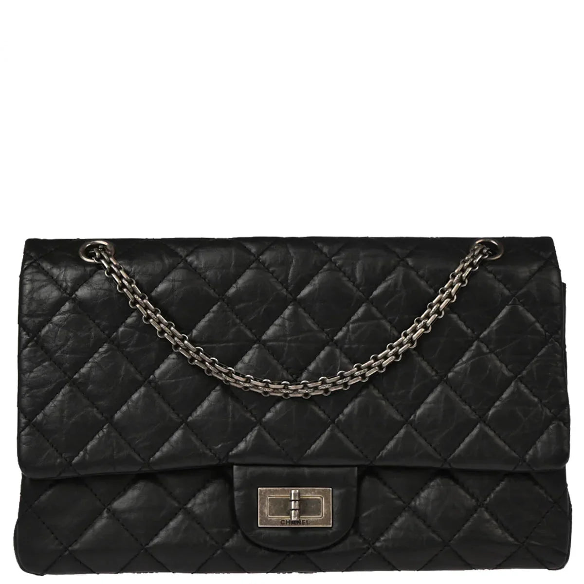 Chanel 2009-2010 Black Calfskin 2.55 Classic Double Flap Shoulder Bag