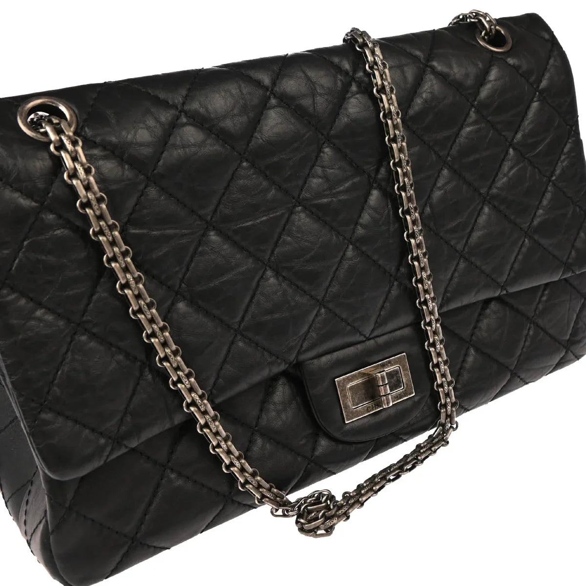 Chanel 2009-2010 Black Calfskin 2.55 Classic Double Flap Shoulder Bag