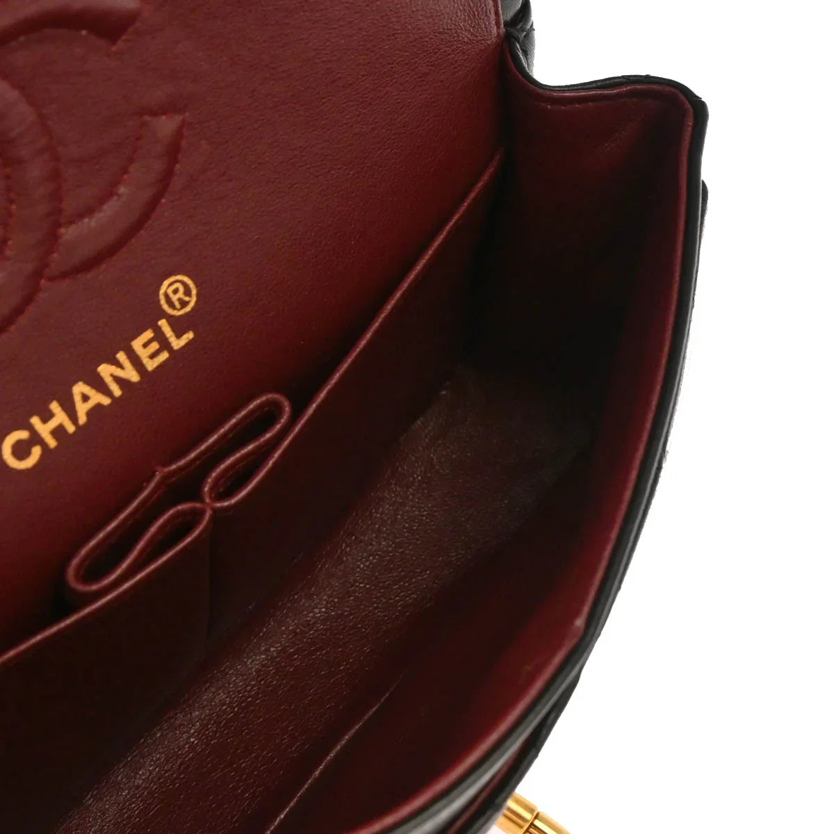 Chanel 1996-1997 Black Lambskin Small Classic Double Flap Shoulder Bag