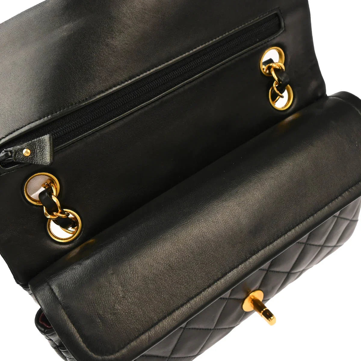 Chanel 1996-1997 Black Lambskin Small Classic Double Flap Shoulder Bag