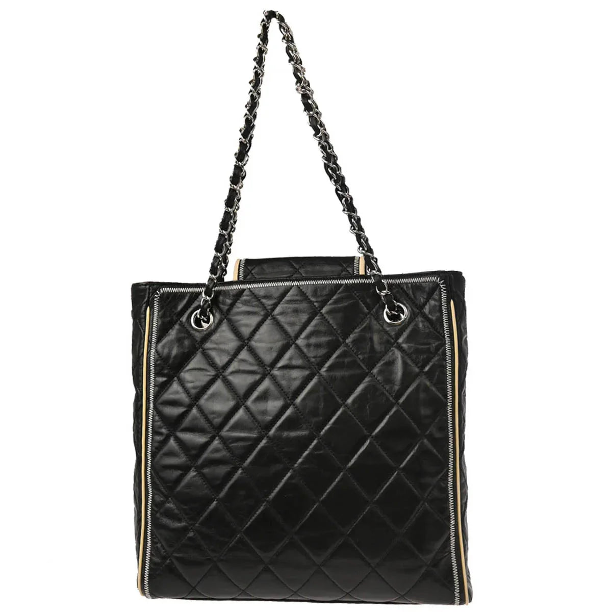 Chanel 2008-2009 Black Lambskin Mademoiselle Lock Tote Bag
